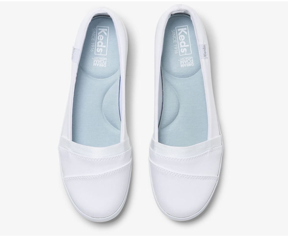 Keds Slip Ons White - Carmel - Womens OQXWZU-279